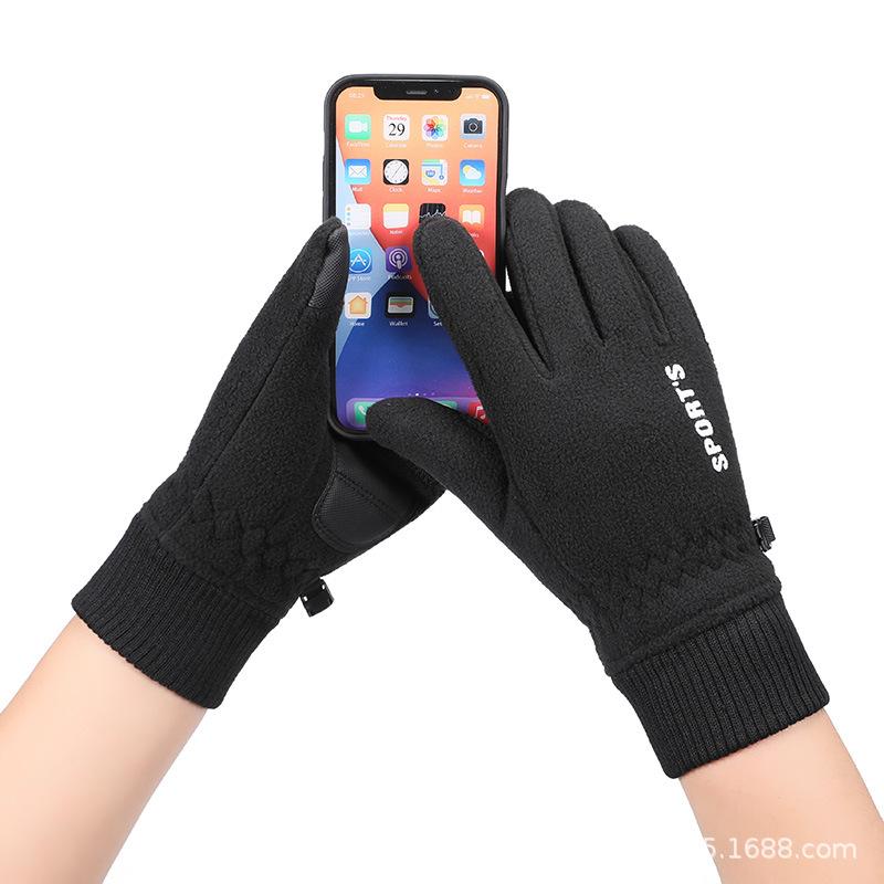 Winter Thermal Gloves Fleece Thickened Cold-proof Touch Screen Cycling Electric Vehicle Driving Gloves Winter Outdoor Gloves
