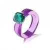 Modische Dopamin-Farbe Transparente Harz-Einfache Kreis-Einlage Imitation Edelstein Quadratische Ringe für Damen Schmuck Accessoires Geschenke
