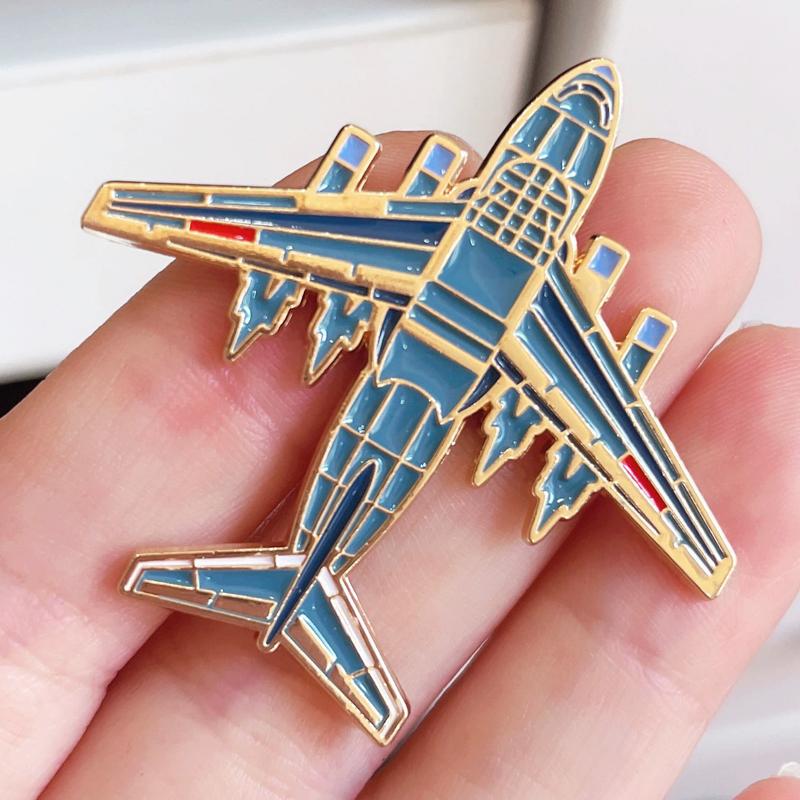 Creative Airshow Fighter Jets Airplane Brooch Pins for Women Men Blue Enamel Oil Brooches Clothing Backpack Accessories Jewelry