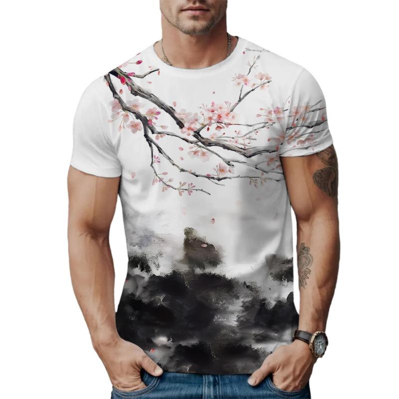Summer Round Neck 3D Print Top Fashionable Casual Short Sleeved Men's T-shirts