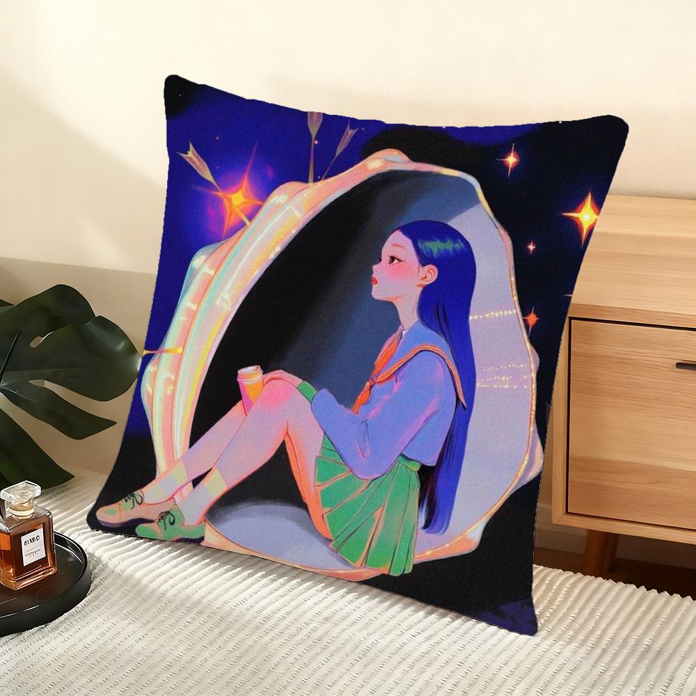 Cushion Cover Silky Short Plush Home Sofa Cushion Cover - Invisible Zipper Home Decoration Neon Dream
