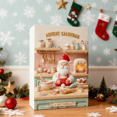 Yousheng Weihnachtsbäckerei Adventskalender 24-Tage Countdown Box Multifunktionale Dekoration Einzigartiges Feiertagsgeschenk für Kinder
