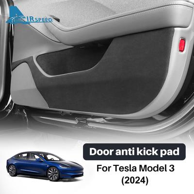 For Tesla Model 3 Highland 2024-up Suede Leather Door Anti-Kick Sticker Soil-Proof Mat Children's Kick Pad Car Accessories