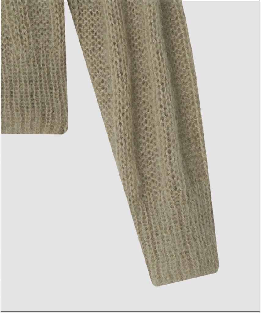 Deolil Mohair Vintage Puff Cardigan_Light Khaki