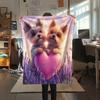 Yorkshire Terrier and Hearts pattern Flannel Blanket, High quality Comfortable for All Seasons, Home Decor, Warmth and Comfort, Perfect for Gifts.