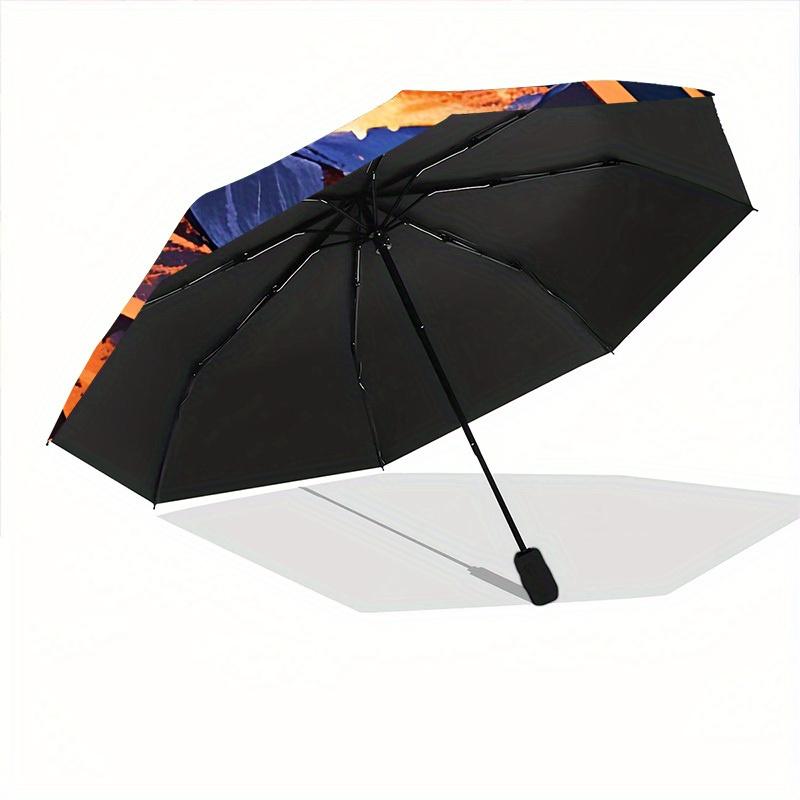 1pc Lotus Pond Automatic Open/close Folding Compact Umbrella, 8-Rib Sturdy Canopy, Lightweight Portable, Everyday Use, Gift, Outdoor Umbrella, Travel