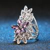 Dazzling Hollow Flower Cubic Zirconia Inlaid Finger Ring Women Jewelry Gift