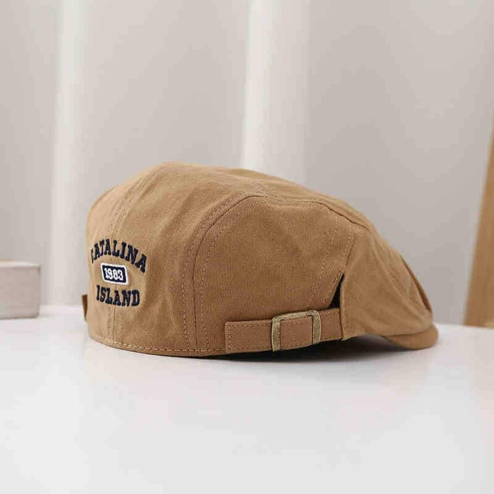 Flat Forward Hat Adjustable Newsboy Cap Casual Letter Embroidery Beret Outdoor
