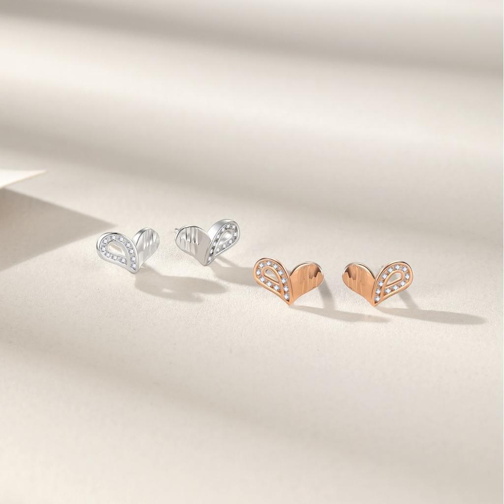 Love Zircon Stud Earrings Women's Personality Temperament Versatile Earrings Summer Xiaoxiangfeng Earrings