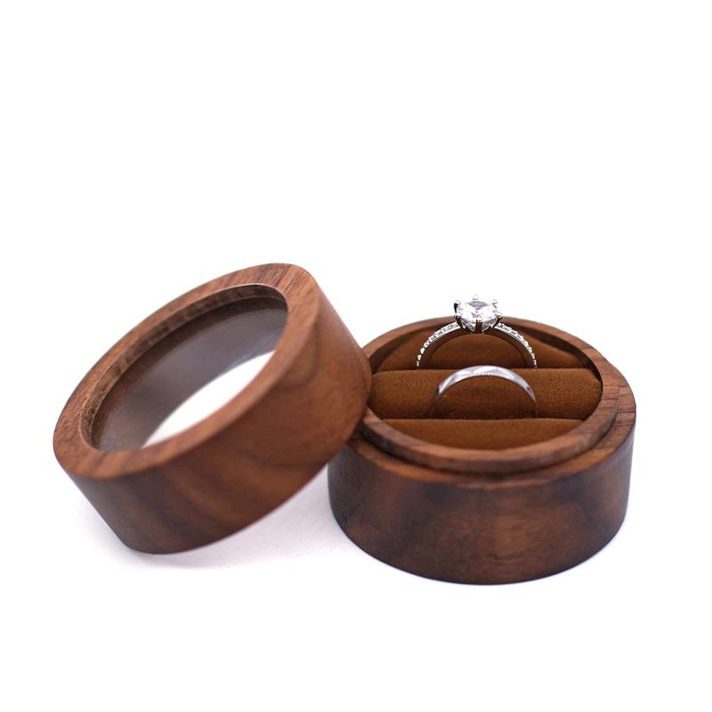Ringetui aus Holz mit offenem Fenster, transparente Schmuckschatulle für Heiratsantrag, Verlobung, Hochzeitszeremonie