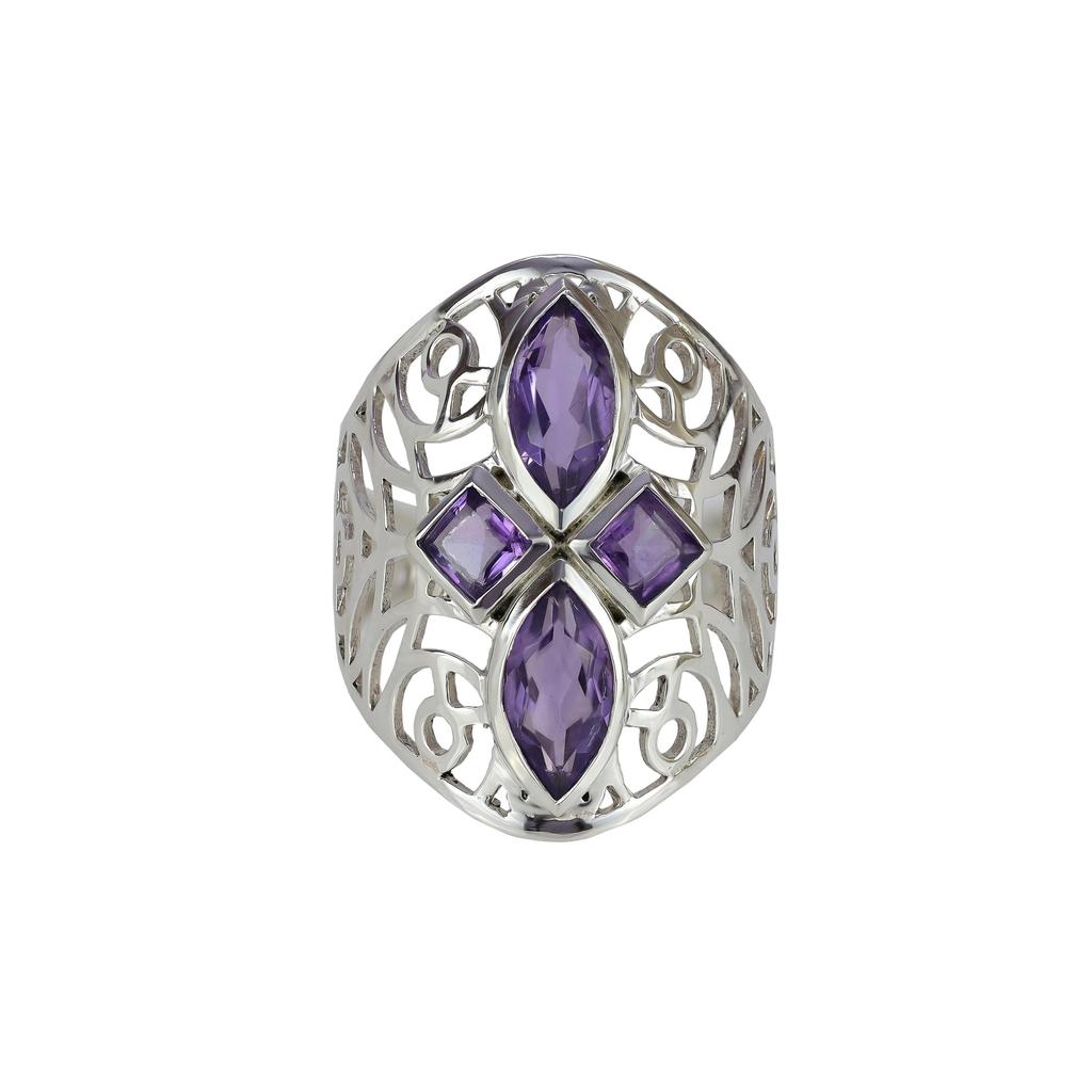 Garnet Statement Ring: Vintage 925 Sterling Silver