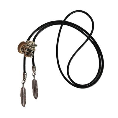 Western Bolo Tie for Male Adult PU Leather Necktie Adjust Necklace Collar Pendant Bolo Ties Cowboy Costume Neckwear