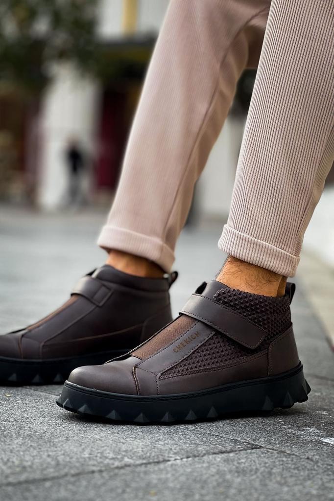 Men's Fashion Faux Leather Flat Heeled Boots Bootie CPyramid Long Boots Black Shoes