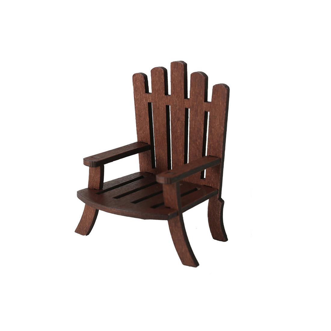 

Miniature Wooden Beach Chair - Dollhouse Accessories, Photography Props, Tiny Decorative Display Ornament for DIY Crafts шоколадний