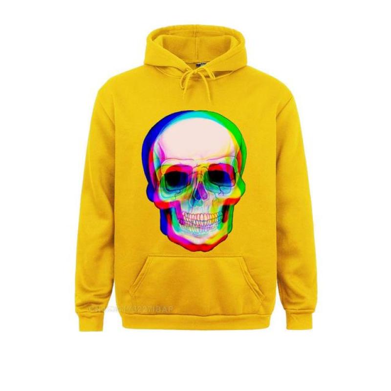 Vaporwave Neon Skull Techno Hipster Hooded Pullover Aesthetic Skull Watercolor Rainbow Space Skull Funny Tshirt For Men Camisa