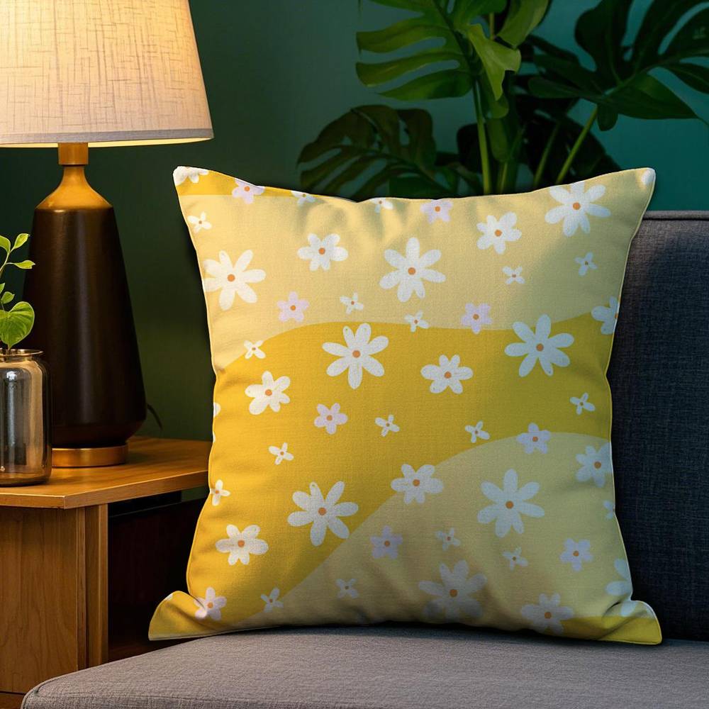 Colorful Daisies Pillow Case Plush Fabric Soft Double Sided Print Sofa Cushion Cover Throw Pillow Covers
