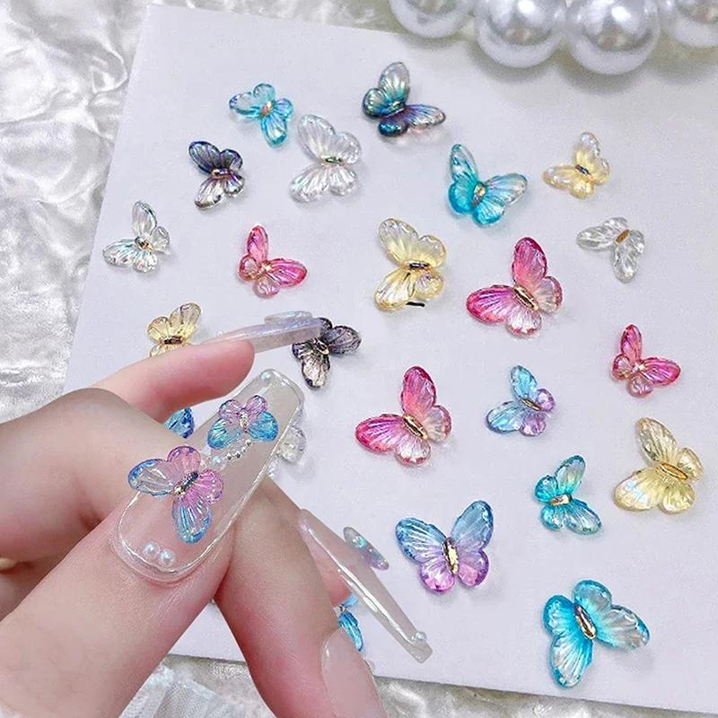 30Pcs 3D Aurora Colorful Butterfly Nail Art Charm Nail Art Decoration Diy Nail Jewelry For Nails Art Accessories