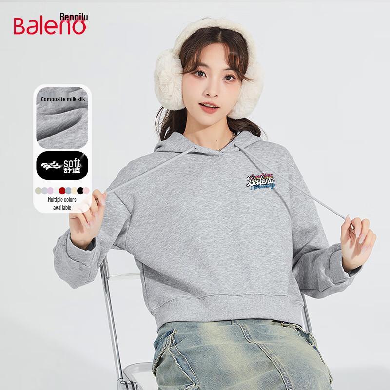 Baleno Women's Round Neck Drawstring Cropped Sweatshirt