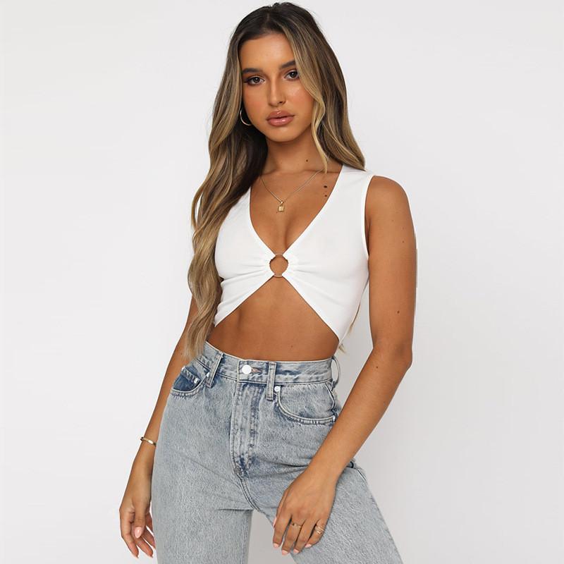 Summer Womens Sleeveless Crop Top With Hollow Out Design For Streetwear Fashion