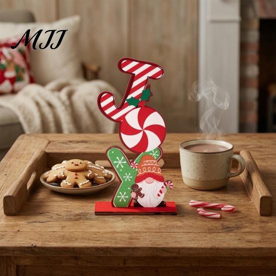 Christmas Gnome Signs Wooden Ornament, Gingerbread Man Reindeer Letter Decor, Colorful Tabletop Holiday Desktop Decorations Figurines for Tree