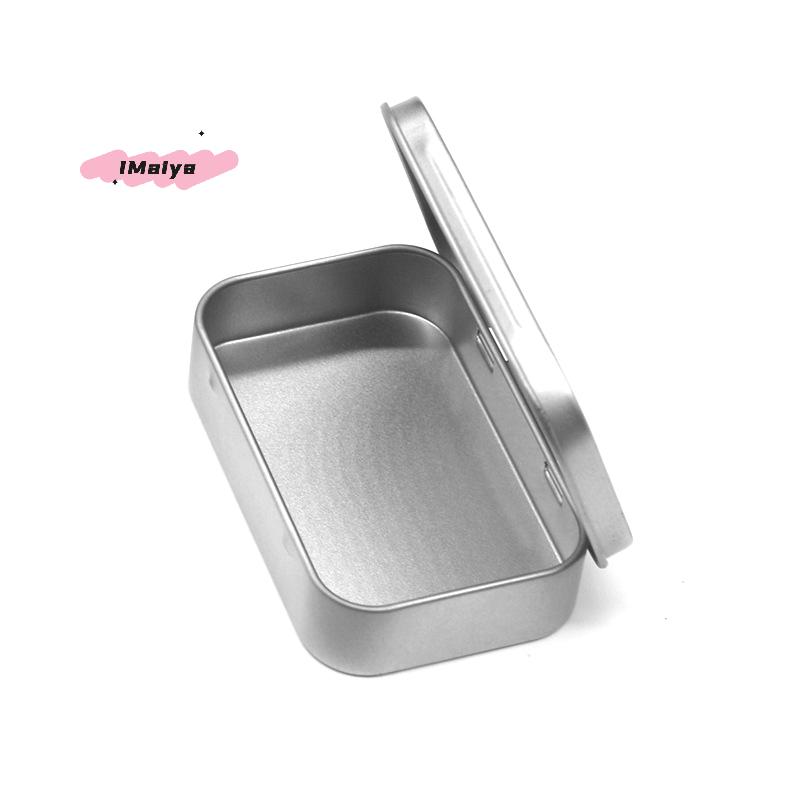 M-1Pc Metal Rectangular Empty Mini Tin Box Tinplate Push Candy Pill Cases Money Coin Jar Hinged Containers Organizer Storage Box