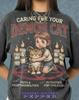Caring For Your Demon Cat Comfort Colors® TShirt and Kids Tshirt, Pets & Responsibilities Activities For Children Tees, Retro Girl Occult Dark Humor