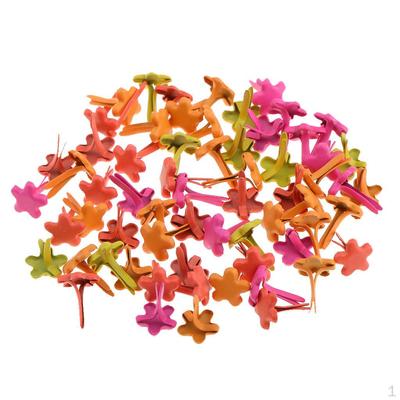 100 Stück 7,5 mm mehrfarbige Blumen-Metallklammern für Scrapbooking, Kartenherstellung, DIY-Handwerk