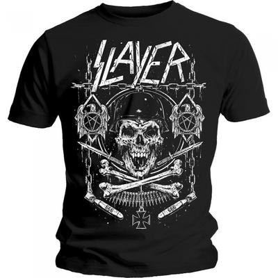 Slayer Koszulka Unisex dla Dorosłych z Poprawioną Czaszką i Skrzyżowanymi Kośćmi