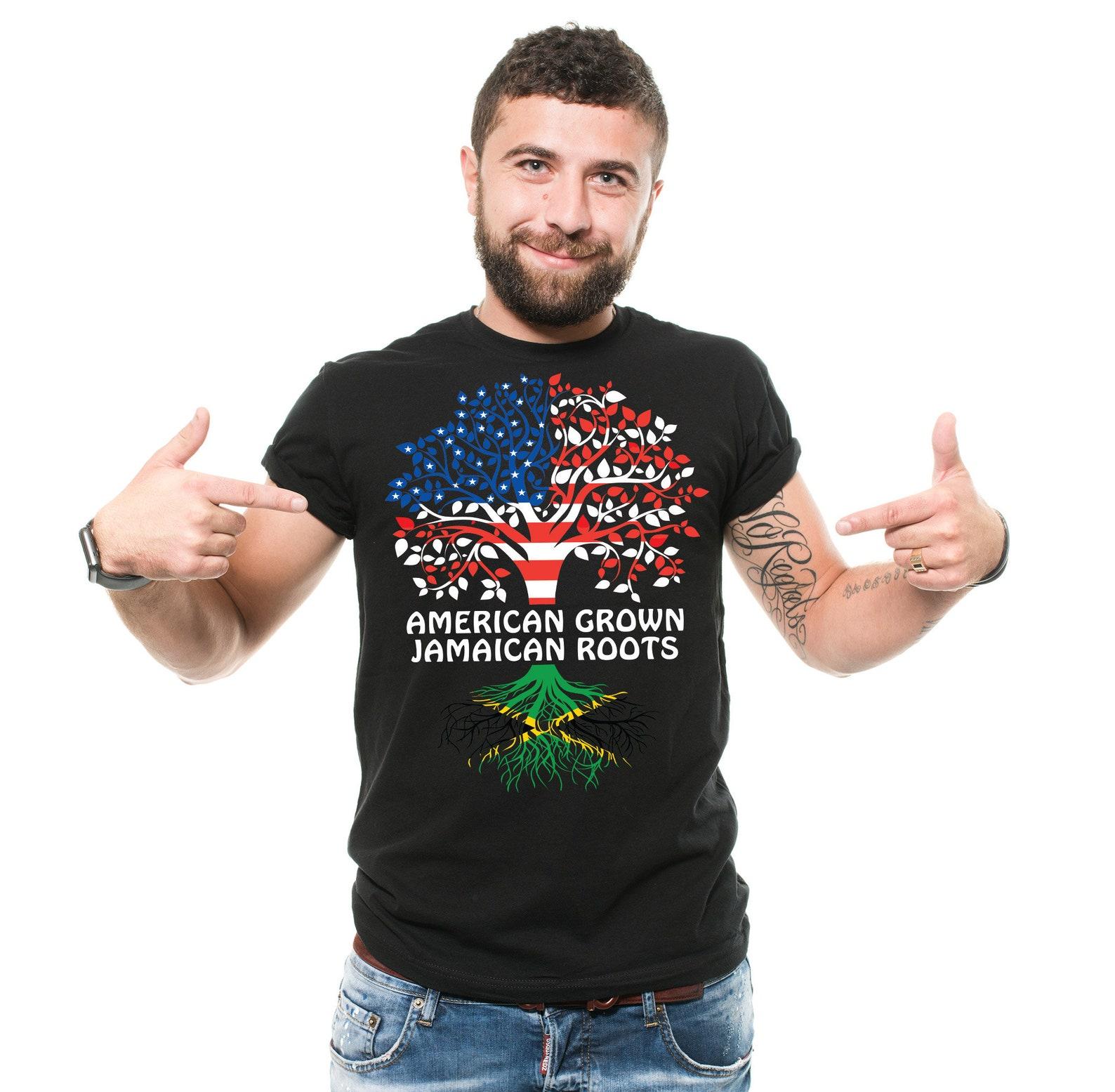 Jamaican Roots American Grown Shirt: Patriotic Jamaica USA Tee 2XL