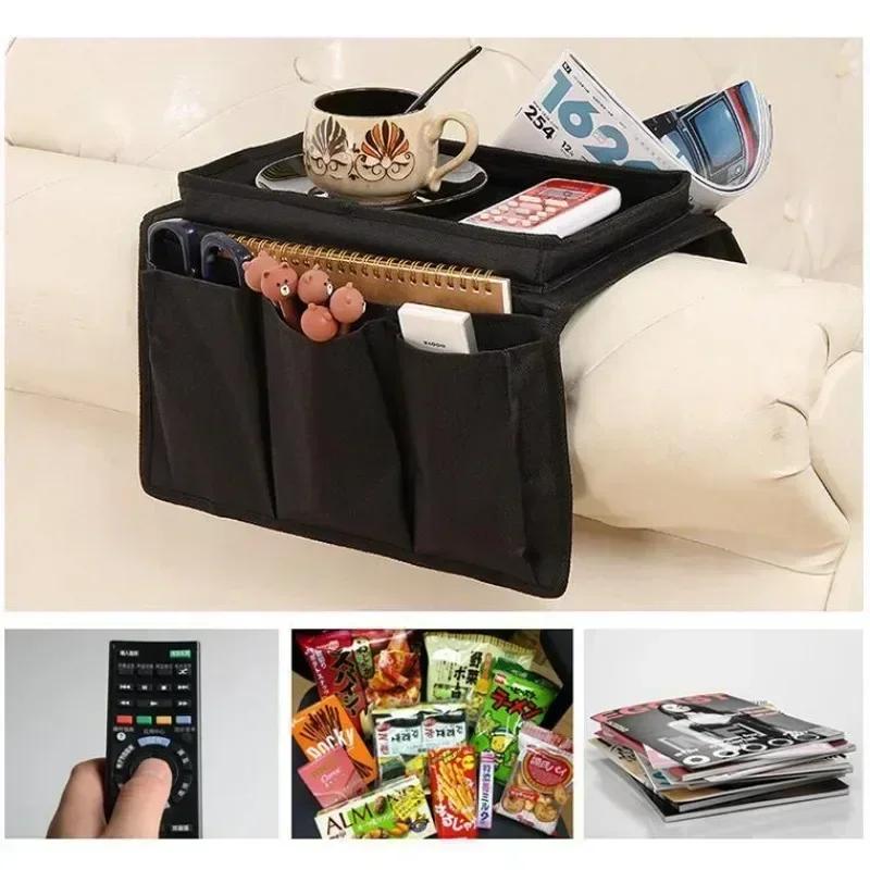 Organizer Remote Control Holder Bag On TV Sofa Corrimao Braco Resto 6 Pockets  Handrail Couch Armrest Arm Rest Storage Bags