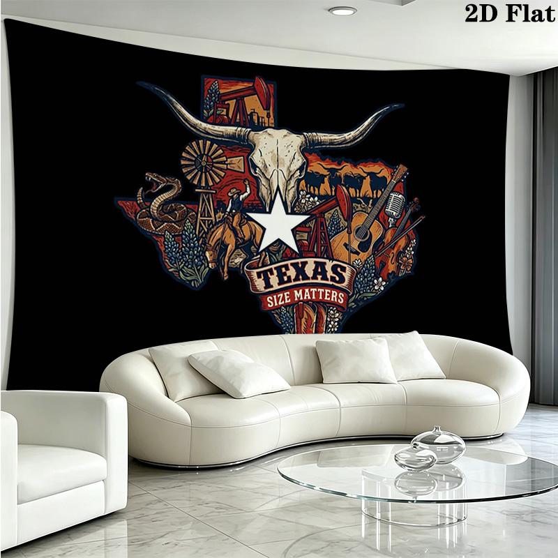 Texas Longhorns Wall Tapestry Aesthetic Wall Hanging Printed Fabric Blanket Decorative Tapestries for Bedroom Living Room Home Decor