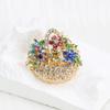 Rhinestone Creative Flower Basket Brooch French Luxury Vintage Pin Fashion Niche High-end Suit Accessories Women's Corsage CLE