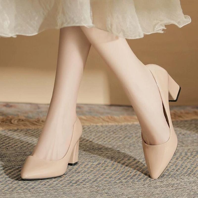 Fashion 2025  High Heel Shoes Pointed Shallow Patent Leather High Heels Fashion Elegant Shoes Women Thin Heel Platform Work Shoes Pumps