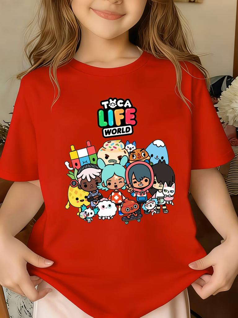 Maglietta Grafica Bambini Toca Life World Stampa Cartone Animato Carina Maglietta Estiva Manica Corta Vestiti Ragazzi Ragazze Y2k Magliette a T