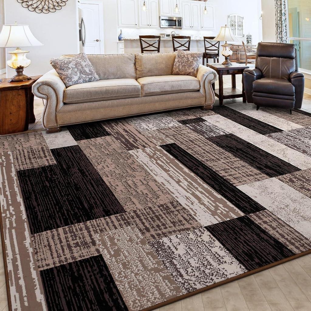 Temu Plaid Carpet: Durable, Dirt-Resistant, and Dustproof Floor Mat for Living Room and Bedroom Decor