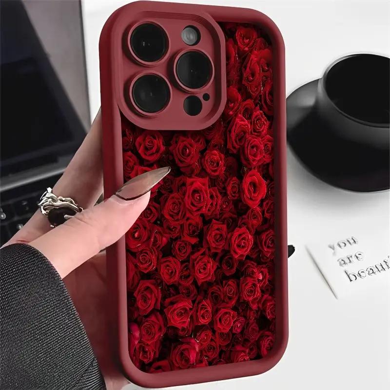 Vintage Design Rose Art Phone Case For iPhone 17 16 16E 15 14 13 12 11 X XR XS SE 8 7 Plus Pro Max Air Matte Silicone Back Cover