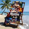 Serviette de plage personnalisée avec nom et motif Demon Slayer, pour Voyage Camping Fête à la plage Décoration de maison, Cadeau d'anniversaire pour la Famille & les Amis