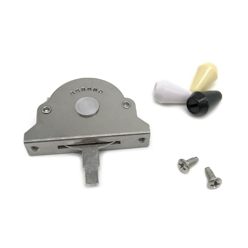 5 Way Short Straight Guitar Toggle Switch Pickup Selector with Black/White/Yellow Tip Knobs Caps for Electric Guitars