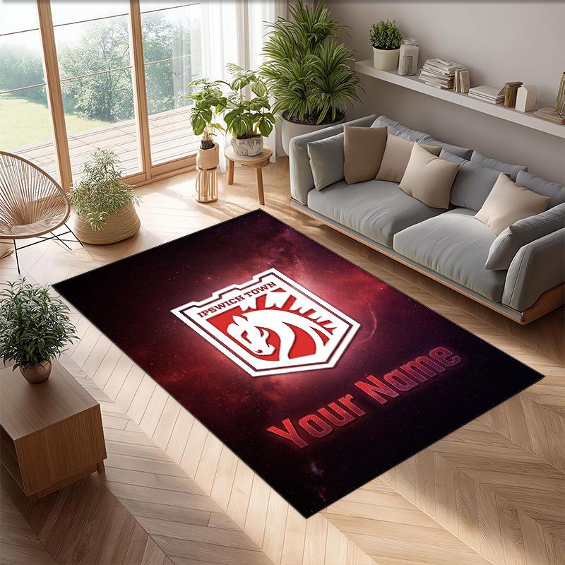 Ipswich Town Printed Crystal Velvet Rug Non‑Slip Crystal Velvet Carpet For Sofa Bedroom Indoor Home Decoration