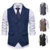 Mens Wool Mix Herringbone Tweed Check Vintage Collar Waistcoat Tailored Fit Vest