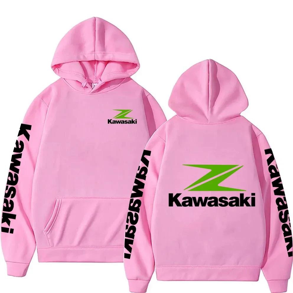 New Racing Suit, High-quality Kawasaki Logo Hooded Pullover, Fashionable Motorcyclele Uniform Rider Exquisite Stree