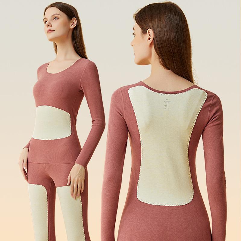 Aoweizi Women's Silk & Hyaluronic Acid Thermal Underwear Set - Autumn/Winter, Plus Velvet Thickened.