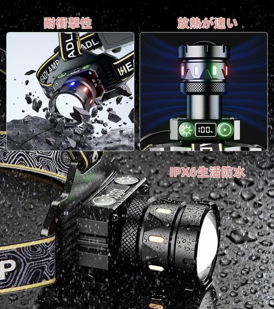LED Headlamp for 2025 Sensor 2 Light 9 USB Bright Helmet Large Capacity Battery Ideal for Disaster Outdoor Night and Work [New - Function, Sources,