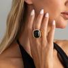 Anello/Orecchini Yousheng da Donna, con Grande Pietra Quadrata Design Retrò, Lega Resina Multipli Colori Stile Vintage Moda