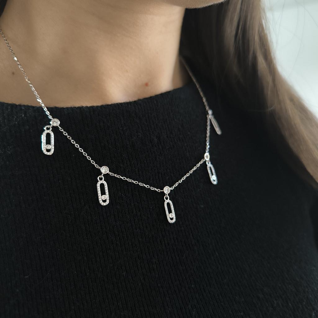 Silver Necklace with Cubic Zirconia, Item Weight 5.22 G (2207900)