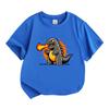 Cute Cartoon Dinosaur Fire Breath Print Kids T Shirt 100% Cotton Crew Neck Short Sleeve Tee for Boys Girls Casual Lightweight Soft Summer Daily Wear T