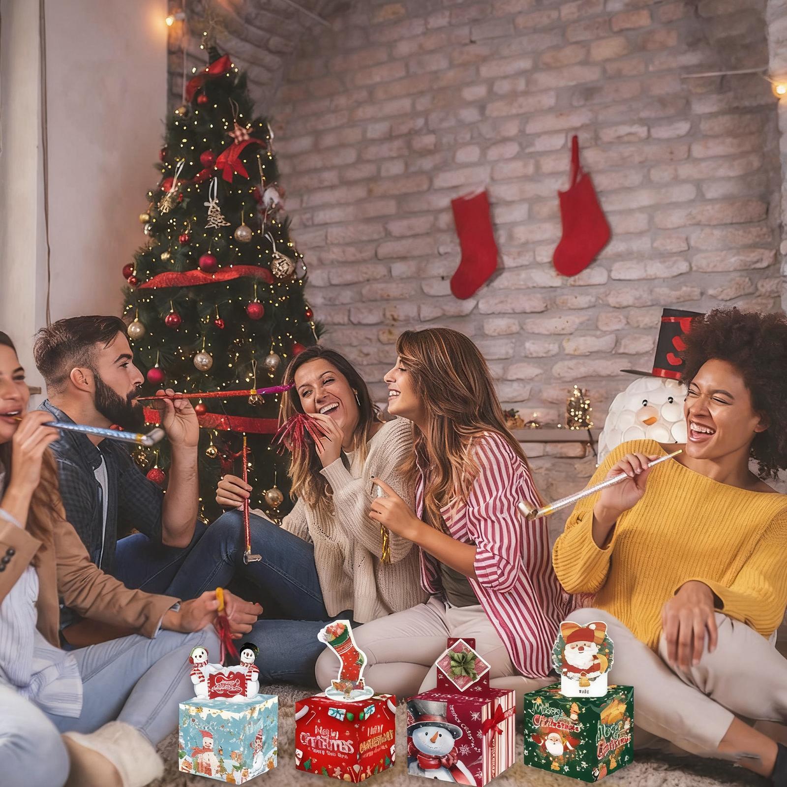 

4 набора рождественских подарков в разных стилях, сюрприз-коробка с деньгами в рождественской тематике для вечеринки One Size