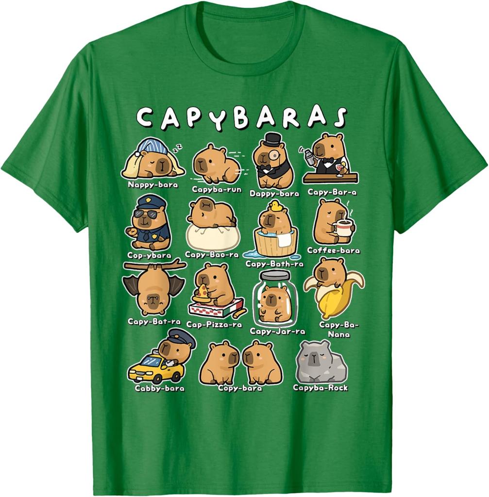 Capybara Puns Funny Animal Puns Men's Graphic Tee Cartoon Rodent Lover Shirt