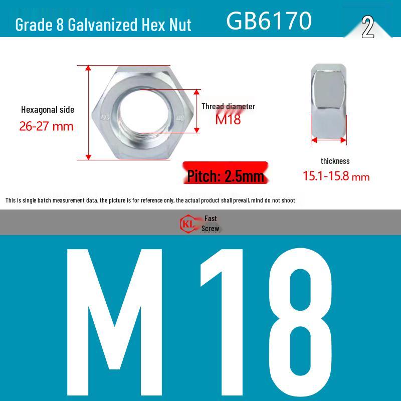 Galvanized Hex Nuts, Flat Washers, Spring Washers in M2-M48, Blue and White Zinc Coated