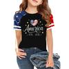 Kids Independence Day Printed Crew Neck Short Sleeve Casual T Shirt USA Map Graphic Raglan Sleeves Tee for Boys Girls Summer Wear